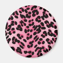 Retro Pink Leopard Print Fridge Magnet
