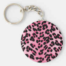 Retro Pink Leopard Print Key Chain