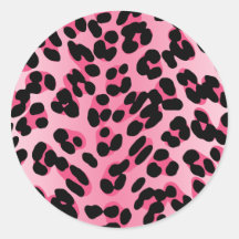 Retro Pink Leopard Print Round Sticker