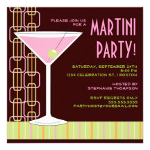 Retro Pink Martini Cocktail Party Invitation