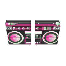 retro pink neon ghetto blaster boom box canvas prints