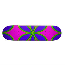Retro Pink Purple Psychedelic Flowers Skateboard