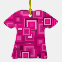 Retro Pink Squares Pattern Ornament