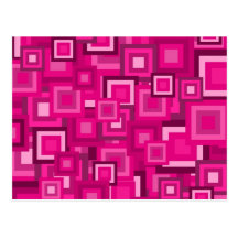 Retro Pink Squares Pattern Postcards