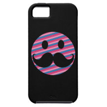 Retro Pink Striped Mustache Smiley Face iPhone 5 Covers
