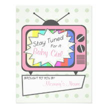 Retro Pink TV Set Baby Shower Invitation
