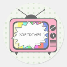 Retro Pink TV Set Stickers
