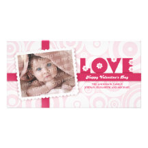 Retro Pink Valentine's Day photo card
