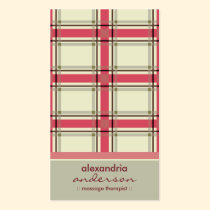 Retro Preppy Plaid Business Cards (silver/pink) business cards