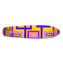 Retro purple and violet squares on yellow skate boards