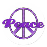 Retro Purple Polka Dot Peace Symbol Round Sticker