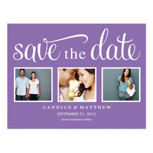 RETRO PURPLE | SAVE THE DATE ANNOUNCEMENT POSTCARDS