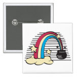 retro rainbow and pot o gold pinback button