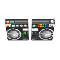 retro rainbow buttons ghetto blaster boom box