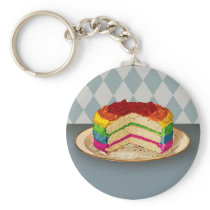 Retro Rainbow Cake Keychain