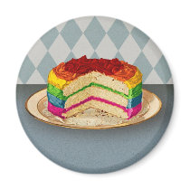 Retro Rainbow Cake Fridge Magnets