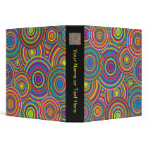 Retro Rainbow Circles Pattern Vinyl Binder