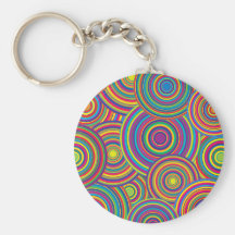 Retro Rainbow Circles Pattern Key Chains