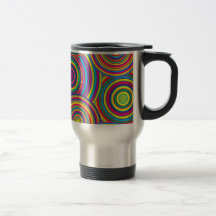Retro Rainbow Circles Pattern Mugs
