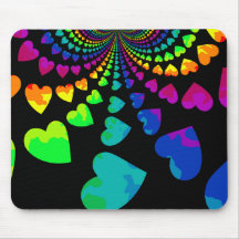Retro rainbow hearts on black mousepads