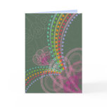 Retro Rainbow Hearts Pink Swirls Valentine Card