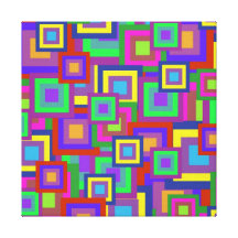 Retro Rainbow Squares Pattern Gallery Wrap Canvas