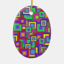 Retro Rainbow Squares Pattern Christmas Tree Ornaments
