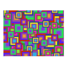 Retro Rainbow Squares Pattern Postcards
