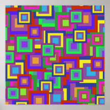 Retro Rainbow Squares Pattern Posters