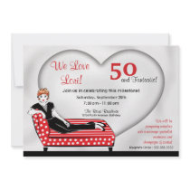 Retro Reclining Woman Birthday Invitation