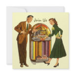 Retro Record Hop Sock Hop Jukebox Music Invitation