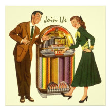 Retro Record Hop Sock Hop Jukebox Music Invitation