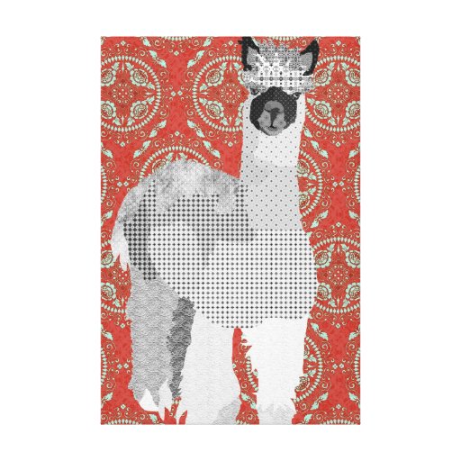 Retro Red  Alpaca Art Canvas Canvas Print