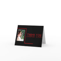 Retro Red and Black Graduation Thank You card