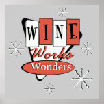 Retro Red And Black Wine Works Wonders Wall Art Print
