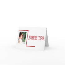 Retro Red and White Graduation Thank You card