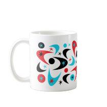 Retro Red Black & Aqua Starburst Boomerang Coffee Mug