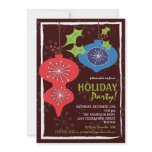 Retro Red & Blue Christmas Ornaments Holiday Party invitations