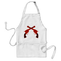 Retro Red Crossed Pistols Aprons