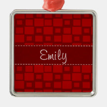 Retro Red Square Pattern Christmas Tree Ornament
