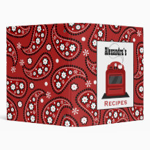 Retro Red Stove & Paisley Kitchen Recipe Binder