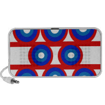Retro red white and blue circle's mp3 speakers