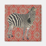 Retro Red Zebra Magnet