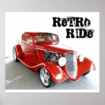Retro Ride  - Antique Classic Red Car Poster
