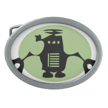 Retro Robot - Green Spotlight Belt Buckles
