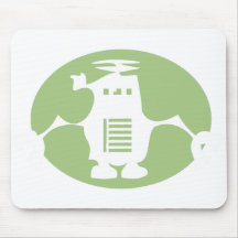 Retro Robot - Green Spotlight Mouse Pad