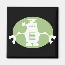 Retro Robot - Green Spotlight Refrigerator Magnet