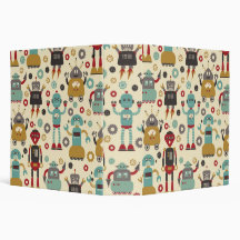 Retro Robots (Cream) 2" Avery Binder