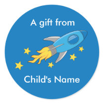 Retro Rocket Birthday Goodie Bag Labels Sticker