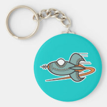 retro rocket key chain